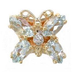 N360 14K MQ/PS AQUAMARINE 1 DIAMOND SLIDE 